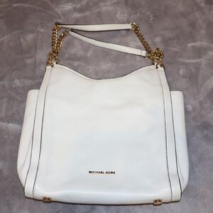 Michael Kors White Pebbled Leather Hobo Bag